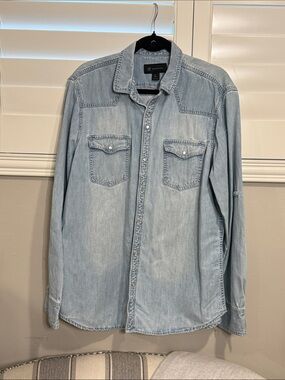 INC International Concepts Light Blue Denim Button-Down Shirt